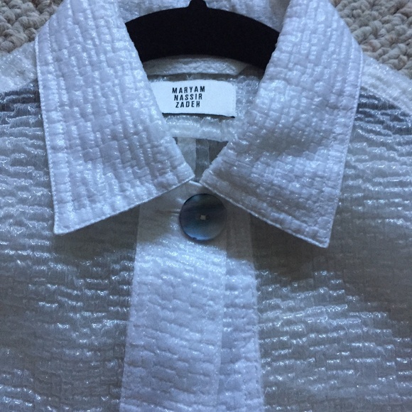 Maryam Nassir Zadeh Sheer Button Down Crop Jacket - Picture 4 of 4